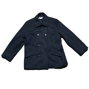 J.Crew Womens Gray Double-Breasted Wool Blend Peacoat Jacket Lined Petite Medium